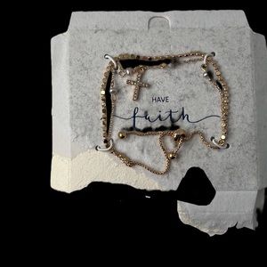 Gold Cross With Pearls Adjustable Bracelet